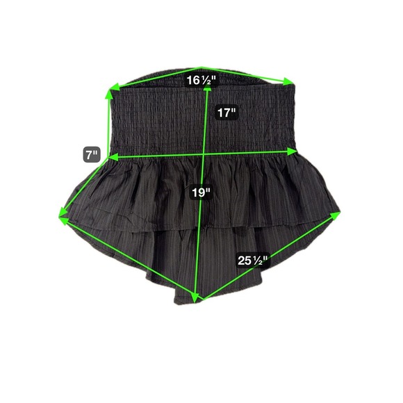 Black Smocked Ruffle High Low Mini Skirt Women's Plus Size 2XL - Picture 2 of 3